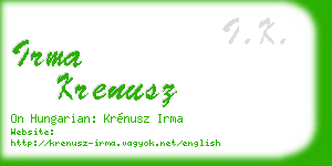 irma krenusz business card